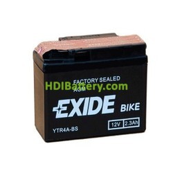 Batera AGM Exide moto YTR4A-BS 12V. 2,3 Ah